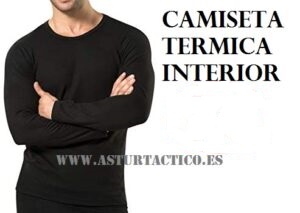 CAMISETA TERMICA INTERIOR NEGRA AFELPADA, MANGA LARGA