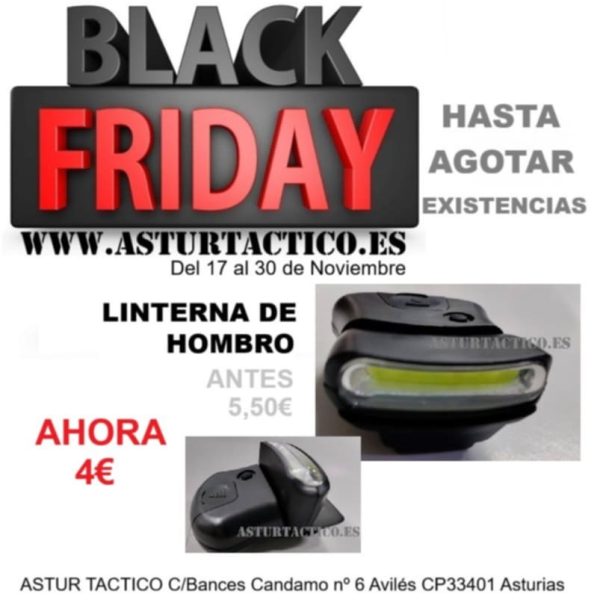 BLACK FRIDAY LINTERNA LED CREE, DE HOMBRO